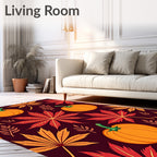 Autumn Harvest Pumpkin Leaf Pattern Rug