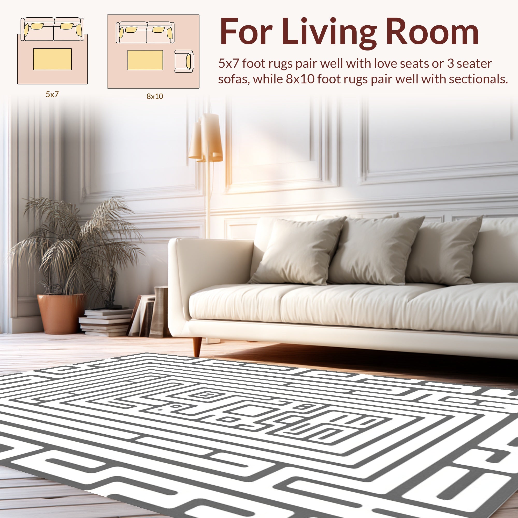 Modern Abstract Maze Line Art Rug