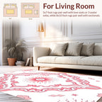 Ornate Pink Floral Medallion Design Rug