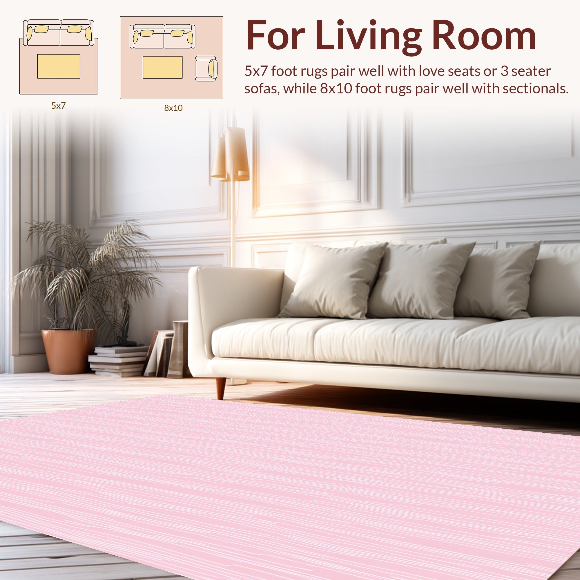 Delicate Pink White Line Art Pattern Rug