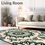 Intricate Floral Sunburst Mandala Pattern Rug