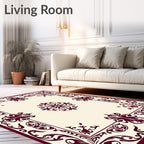Ornate Floral Bordered Square Design Rug