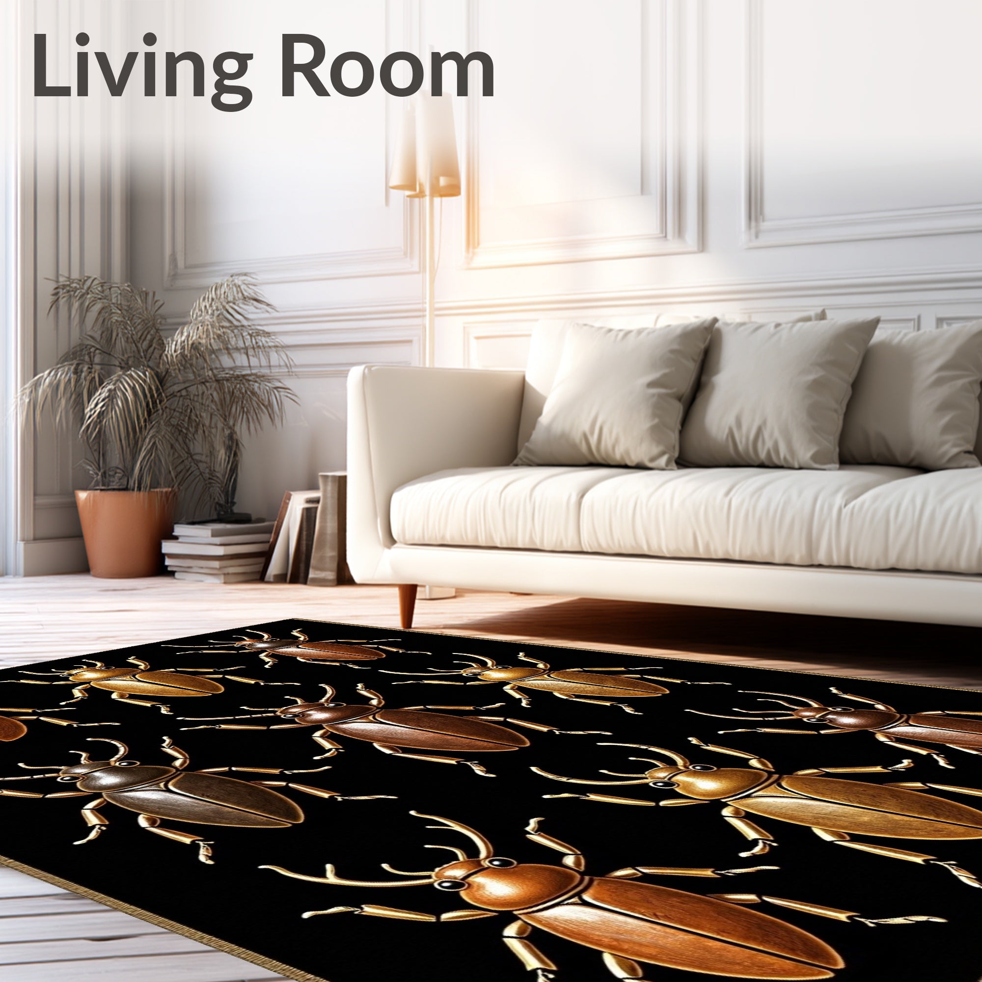 Gold Bronze Beetle Pattern Design Rug