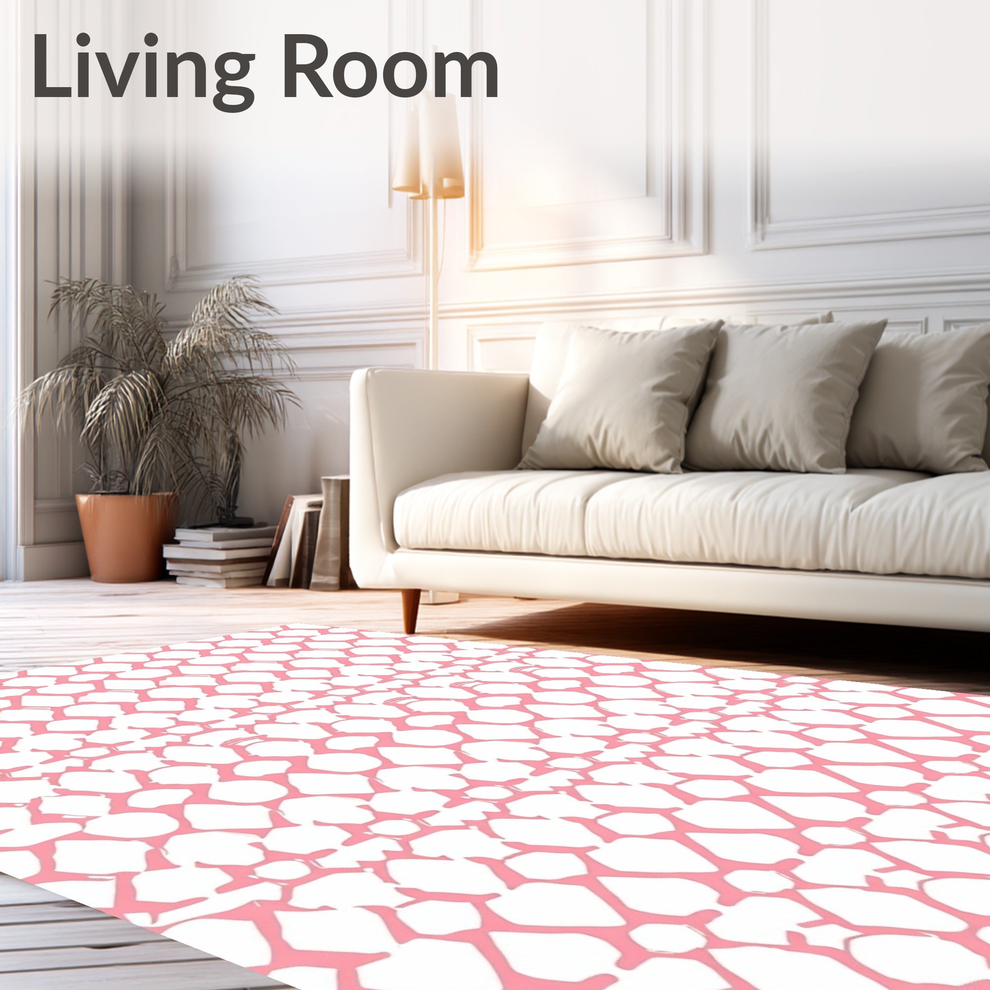 Gentle Pink Geometric Mesh Pattern Rug