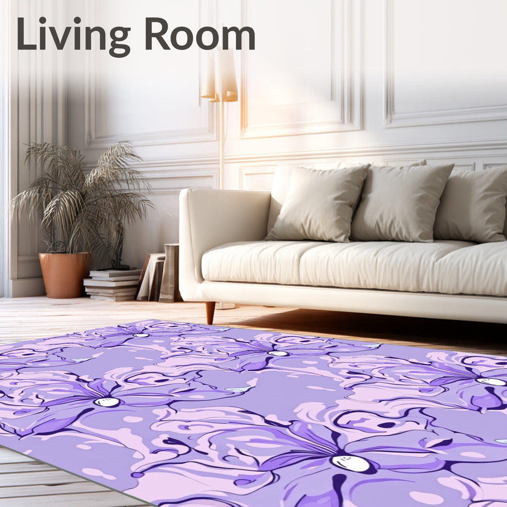 Fluid Floral Pattern In Purple Hues Rug