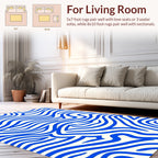 Bold Blue Wavy Abstract Rug
