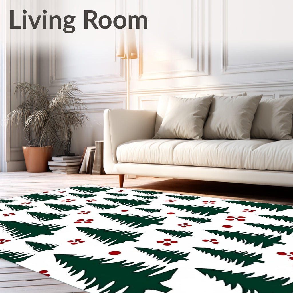 Forest Green Evergreen Berry Cluster Rug