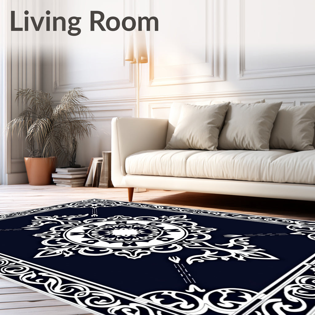 Ornate Floral Mirror Design Rug