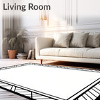 Art Deco Black White Geometric Border Rug