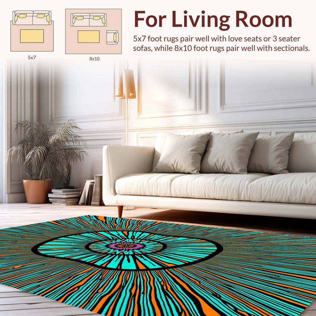 Bright Radial Burst Pattern Rug