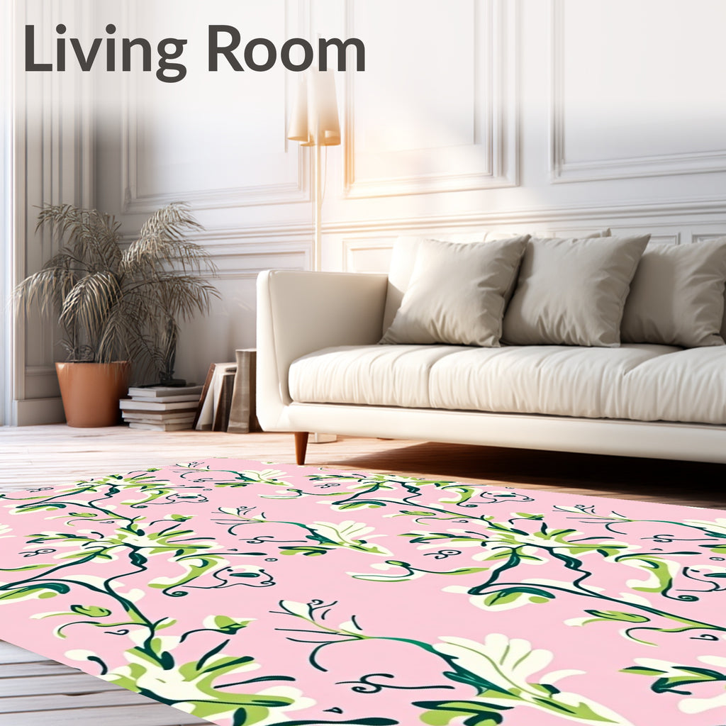 Whimsical Floral Vine Pattern Rug