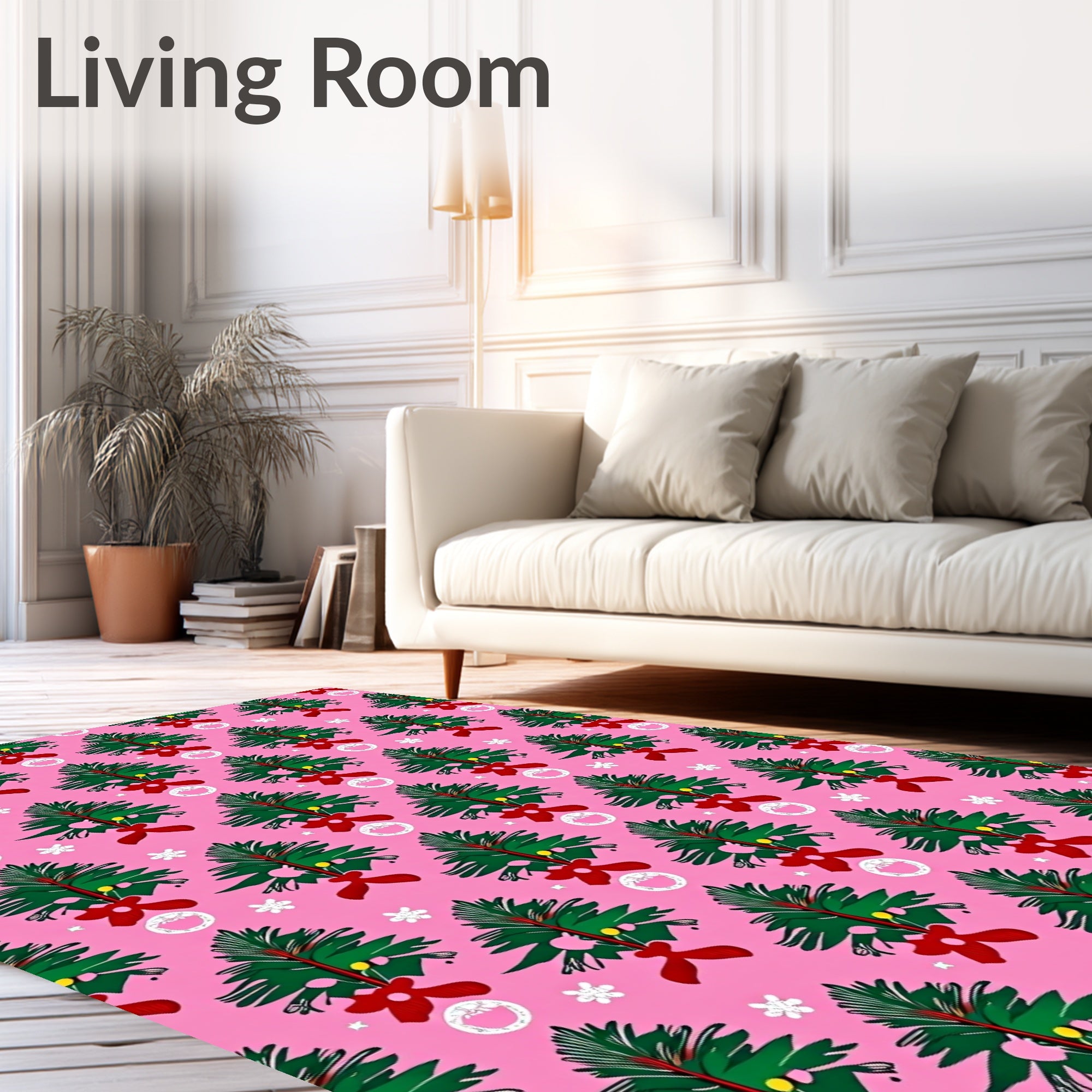 Pink Christmas Tree Garland Rug