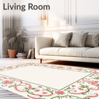 Ornate Floral Vines Decorative Border Rug
