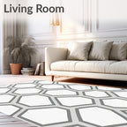 Modern Gray Hexagon Pattern Rug