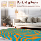 Flowing Orange Teal Abstract Pattern Rug