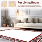 Ornate Red Floral Border Design Rug
