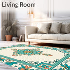 Vibrant Floral Medallion Border Rug