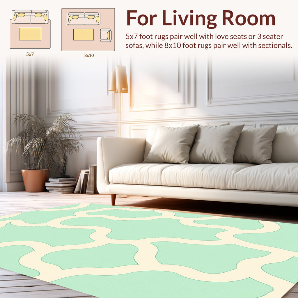 Soft Mint Ivory Organic Pattern Rug