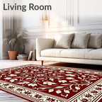 Classic Red Floral Scroll Rug