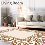 Vintage Pink Gold Filigree Scroll Rug