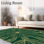 Golden Floral Sunburst Pattern Rug