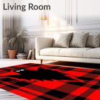 Spooky Ghost Red Plaid Textile Design Rug