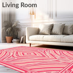 Pink Red Symmetrical Swirl Design Rug
