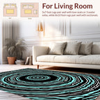 Abstract Cyan White Concentric Rings Rug
