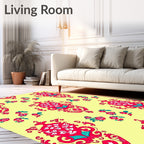 Red Floral Damask Pattern Rug