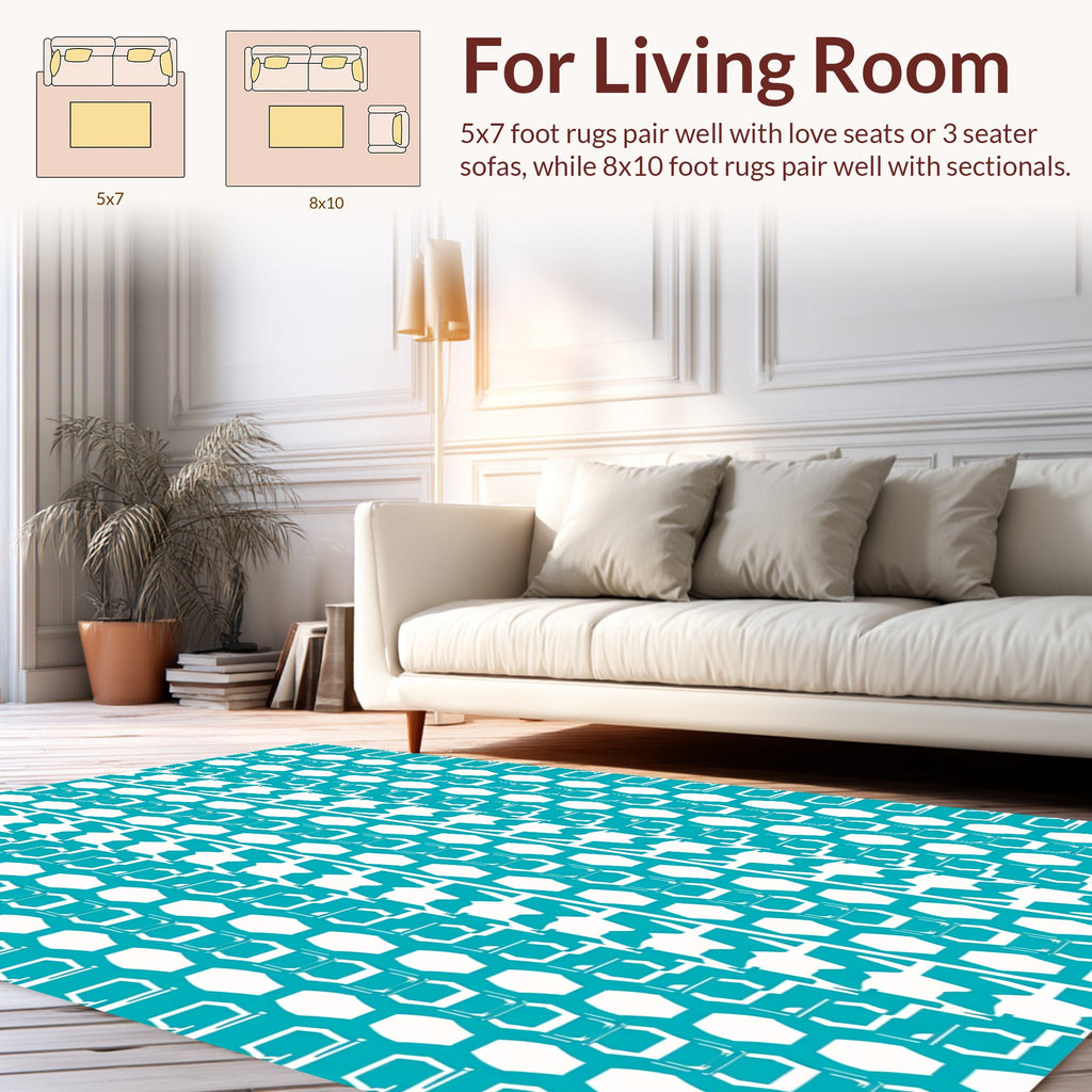 Abstract Geometric Blue Pattern Rug