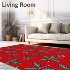 Festive Leafy Botanical Pattern Design Rug