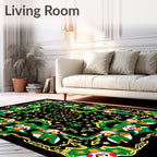 Green Floral With Yellow Accents Pattern Rug