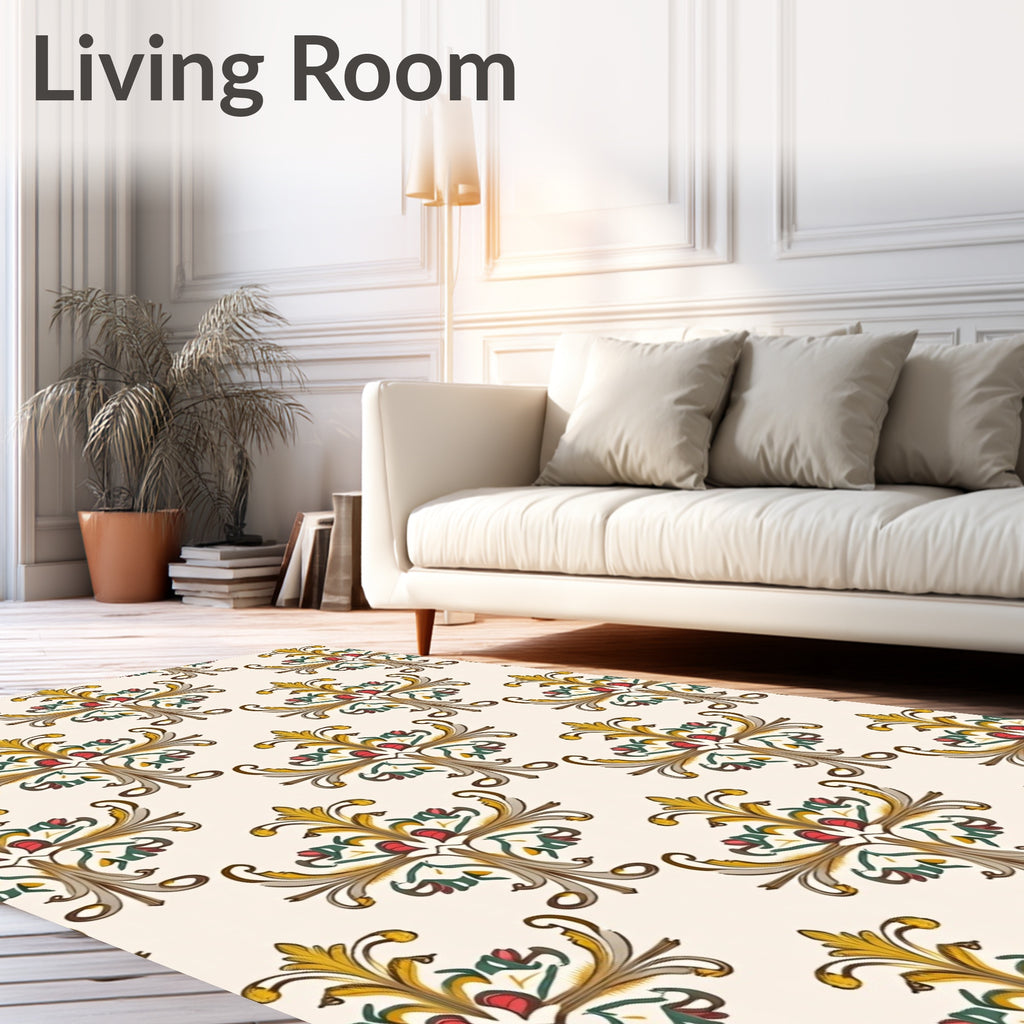 Antique Floral Scrollwork Pattern Rug