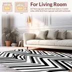 Monochrome Zigzag Wave Pattern Rug