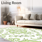 Elegant Green Floral Medallion Pattern Rug