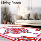 Vibrant Floral Mandala Border Design Rug
