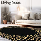Ornate Golden Frame Pattern Rug