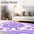 Vibrant Purple Floral Mandala Design Rug