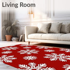 Red Snowflake Pattern Textile Rug