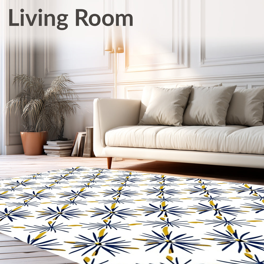 Navy Gold Starburst Scatter Rug