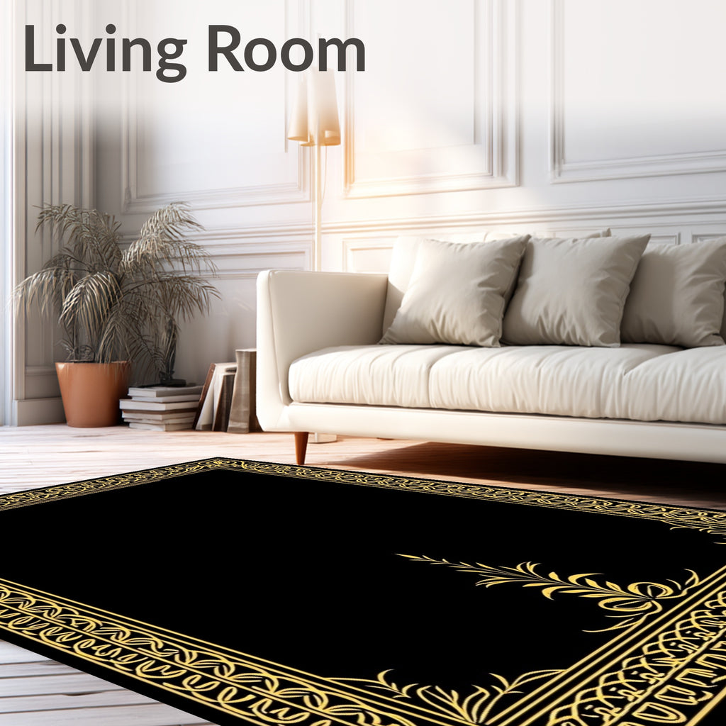 Ornate Golden Border Design Rug