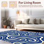 Abstract Swirl Patterned Deep Blue Rug