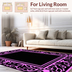 Ornate Pink Vine Scroll Design Rug