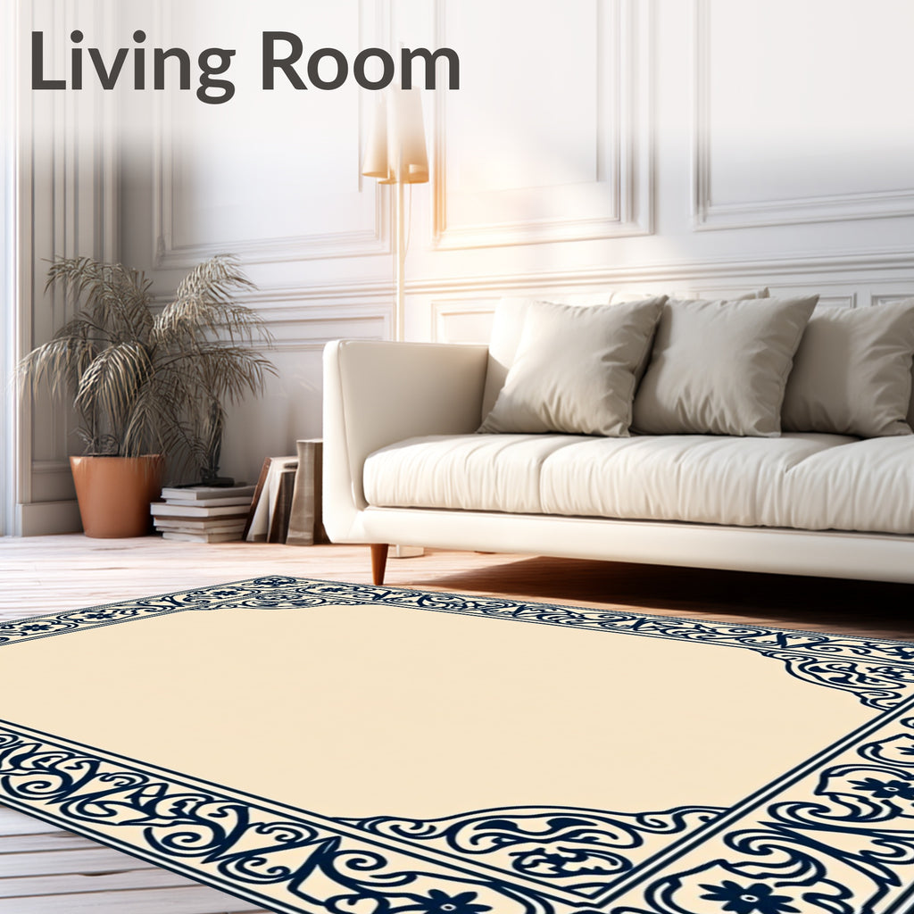 Ornate Floral Border Design Rug