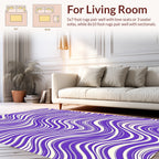 Modern Purple Cream Wavy Pattern Rug