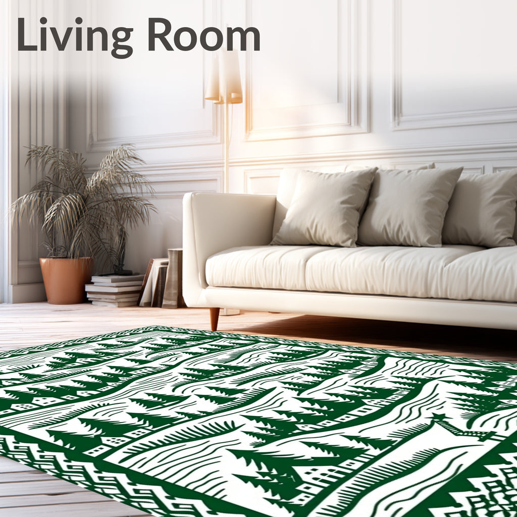 Forest Village Landscape Pattern Rug