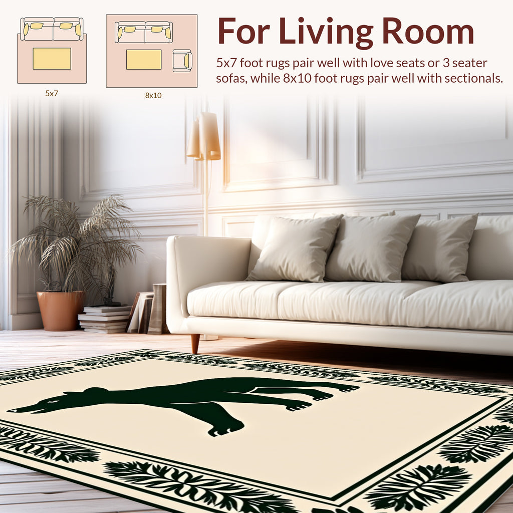 Bold Bear Forest Silhouette Border Design Rug