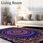 Intricate Orange Purple Mandala Design Rug