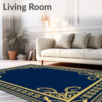 Elegant Gold Ornate Frame Rug