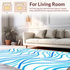 Aqua Blue Wavy Stripe Pattern Rug
